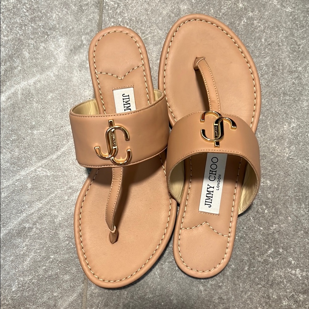 Jimmy Choo Tan Leather Sandals New never worn out 35.5 - Picture 6 of 8